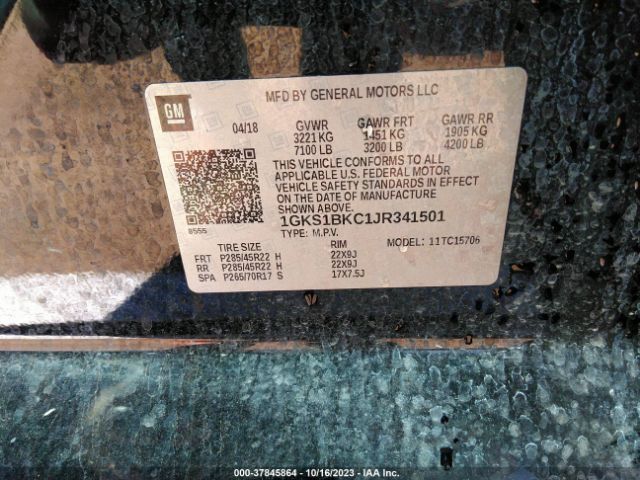 1GKS1BKC1JR341501 GMC YUKON SLT