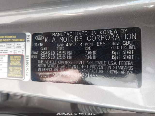 KNDPN3AC8H7221455 KIA Sportage Ex