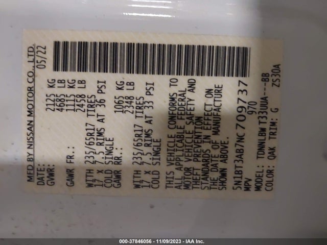 Nissan ROGUE S 2022 5N1BT3AB7NC709737 Image 9