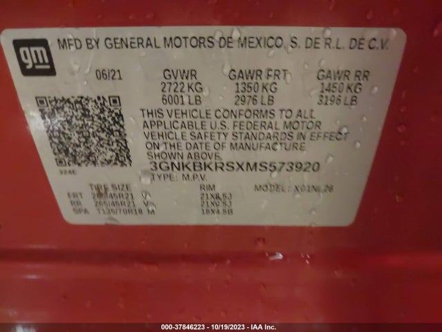 2021 CHEVROLET BLAZER RS VIN: 3GNKBKRSXMS573920