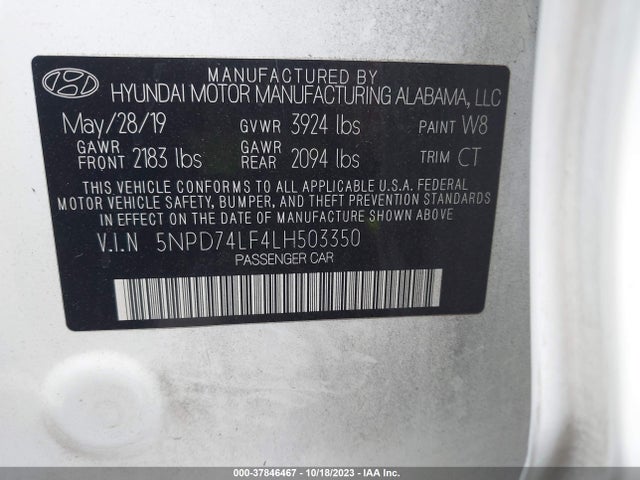 Hyundai ELANTRA SE 2020 5NPD74LF4LH503350 Image 9