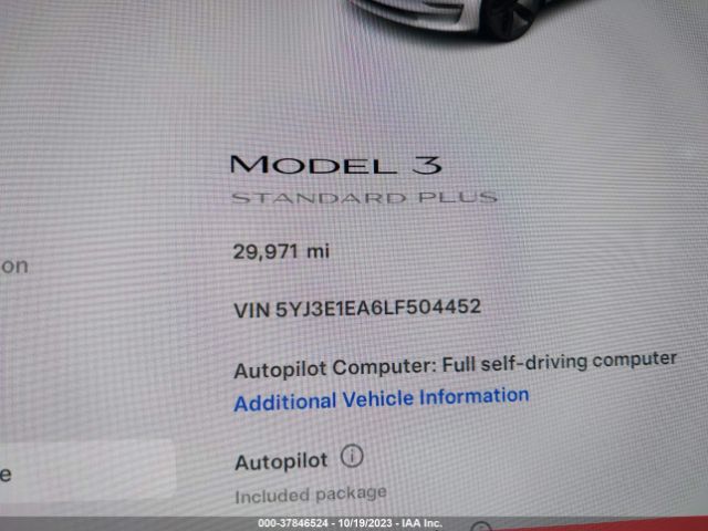 5YJ3E1EA6LF504452 Tesla Model 3 Standard Range