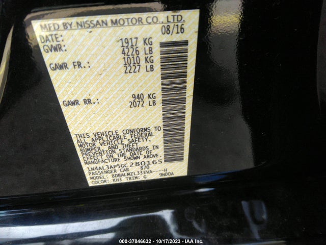 Nissan Altima 2.5 Sv 2016 1N4AL3AP5GC280165 Image 9