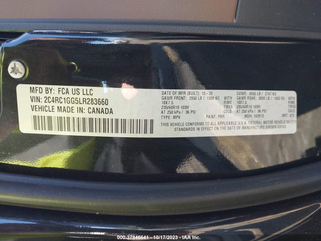 2C4RC1GG5LR283660 Chrysler Pacifica Limited