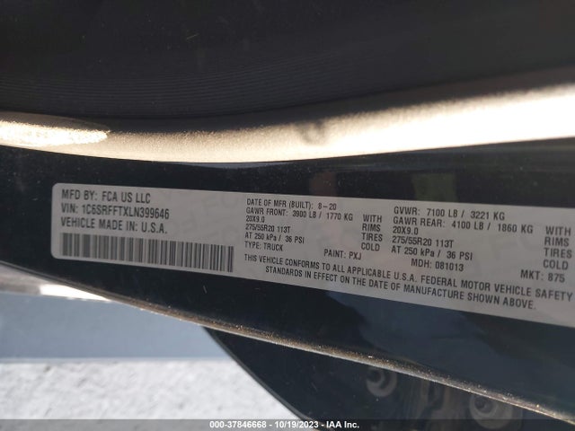RAM 1500 Lone Star 2020 1C6SRFFTXLN399646 Image 9