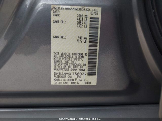 1N4BL3APXGC186027 Nissan Altima 3.5 Sl