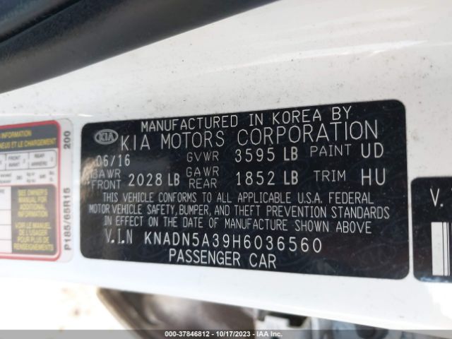 KNADN5A39H6036560 KIA Rio 5-door Ex