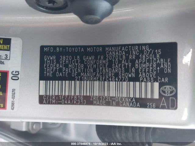 Toyota COROLLA LE 2015 2T1BURHEXFC464770 Image 9