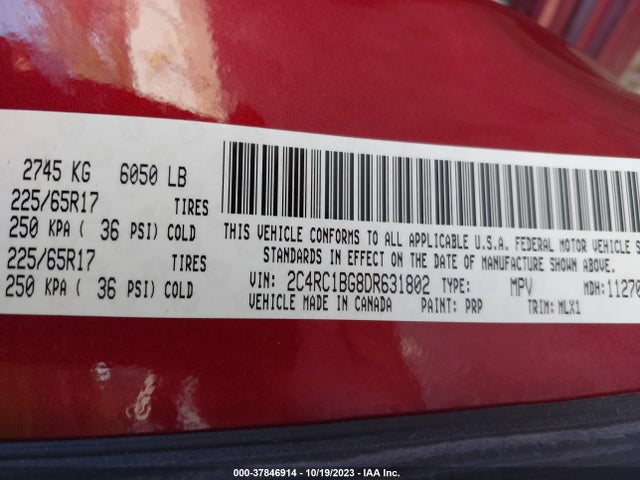 2013 CHRYSLER TOWN & COUNTRY TOURING VIN: 2C4RC1BG8DR631802