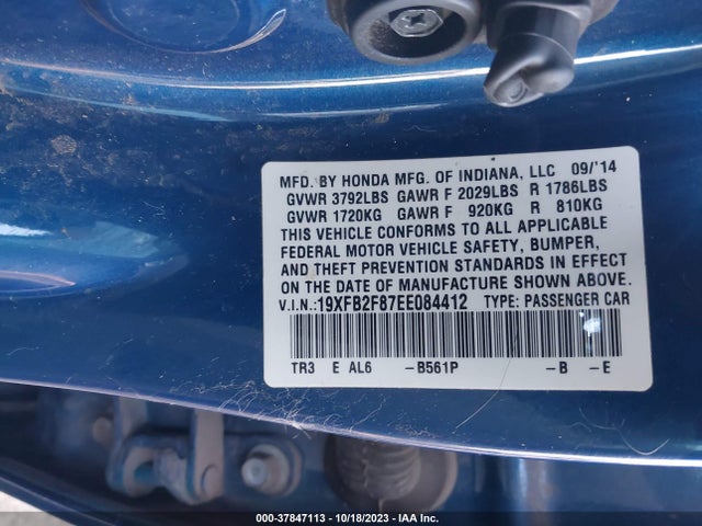 Honda Civic Sedan Ex 2014 19XFB2F87EE084412 Image 9