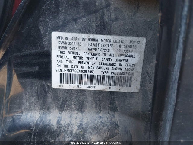 2013 HONDA FIT VIN: JHMGE8G3XDC066959