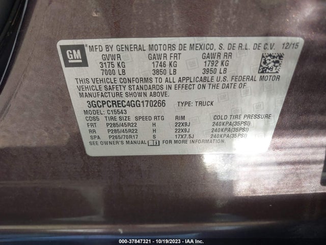 Chevrolet Silverado 1500 1lt 2016 3GCPCREC4GG170266 Image 9