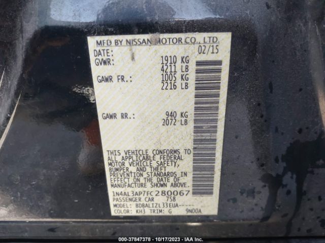 1N4AL3AP7FC280067 Nissan Altima 2.5 Sv