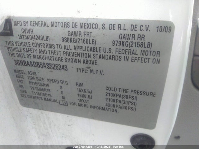 2010 CHEVROLET HHR 3GNBAADB5AS526343 Photo 8