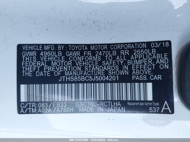 JTHS85BC5J5004201 Lexus Rc Rc 300