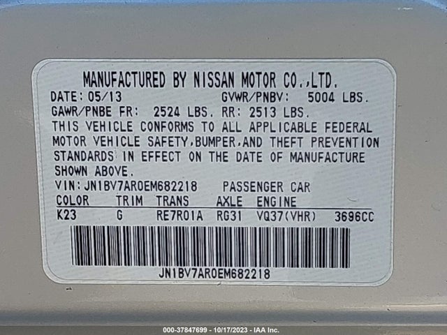Infiniti Q50 Premium 2014 JN1BV7AR0EM682218 Image 9