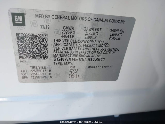 Chevrolet EQUINOX LS 2020 2GNAXHEV5L6178511 Image 9