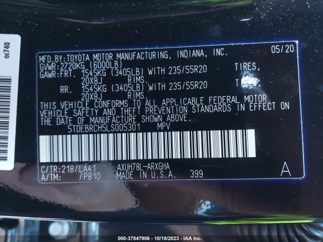 Toyota Highlander Hybrid Platinum 2020 5TDEBRCH5LS005301 Image 9