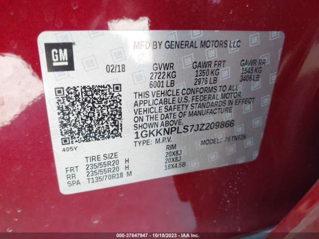 1GKKNPLS7JZ209866 GMC Acadia Denali
