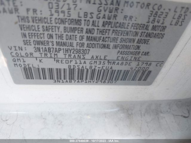 3N1AB7AP1HY298307 Nissan SENTRA S