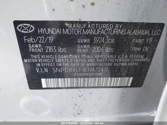 Hyundai ELANTRA SEL 2019 5NPD84LF1KH472411 Image 9