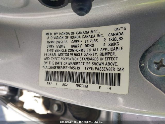 2HGFB6E55FH705149 Honda Civic Sedan Si
