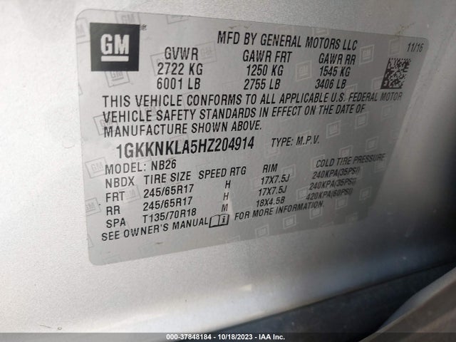 GMC Acadia Sle-1 2017 1GKKNKLA5HZ204914 Image 9