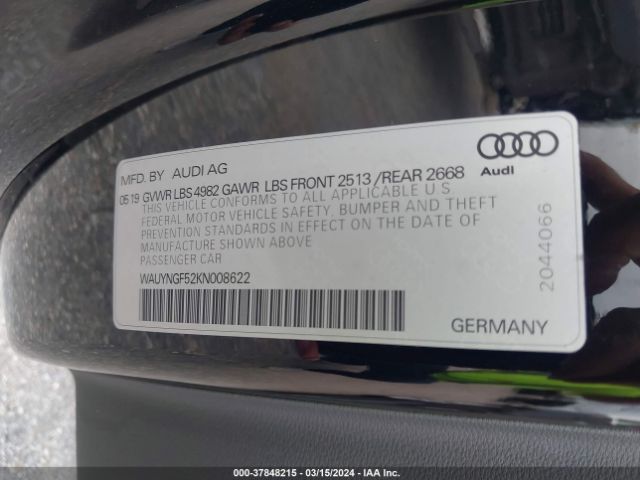 WAUYNGF52KN008622 Audi A5 Premium Plus