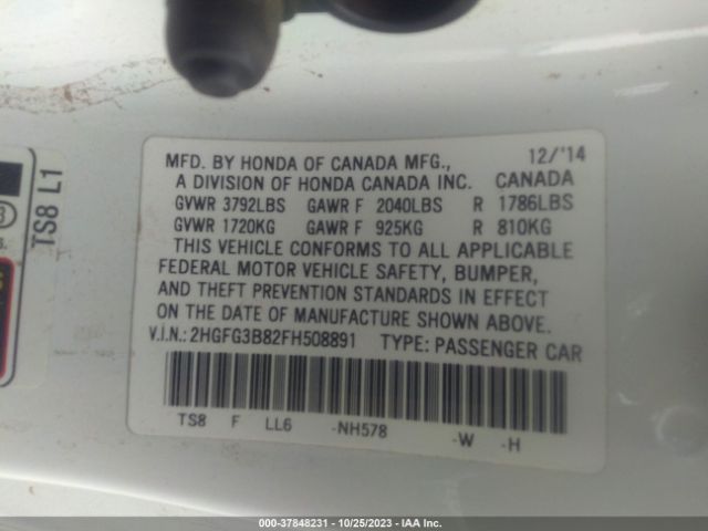 2HGFG3B82FH508891 Honda Civic Coupe Ex