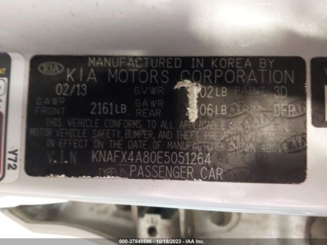 KNAFX4A80E5051264 KIA FORTE EX