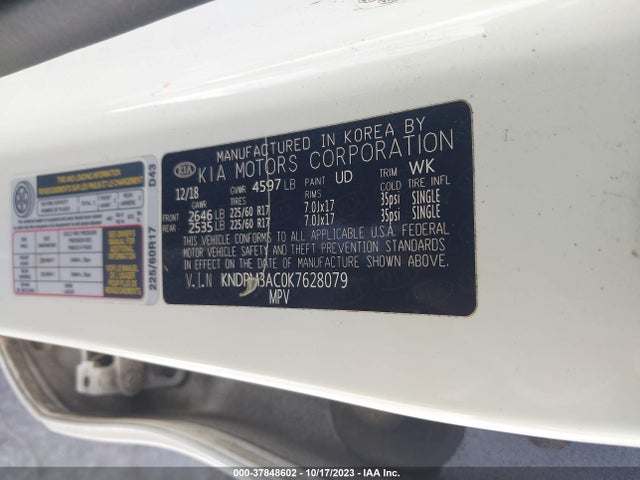 2019 KIA SPORTAGE LX VIN: KNDPM3AC0K7628079