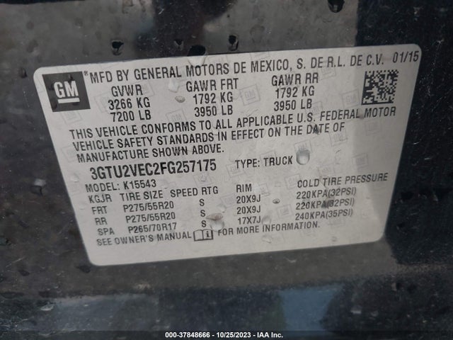 GMC Sierra 1500 Slt 2015 3GTU2VEC2FG257175 Image 9