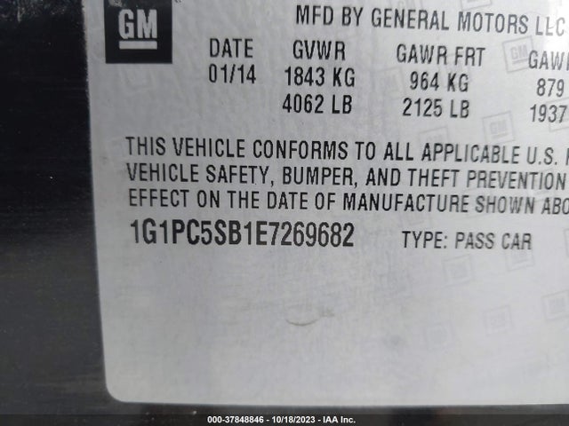 2014 CHEVROLET CRUZE 1LT AUTO VIN: 1G1PC5SB1E7269682