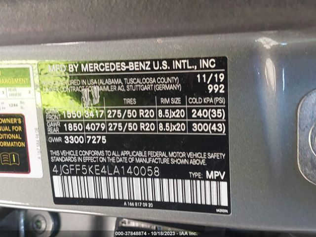 4JGFF5KE4LA140058 Mercedes-Benz Gls 450
