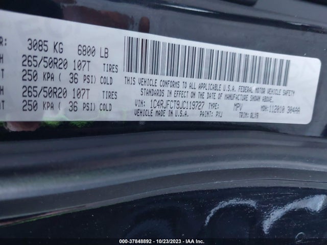 1C4RJFCT9JC119727 Jeep Grand Cherokee High Altitude