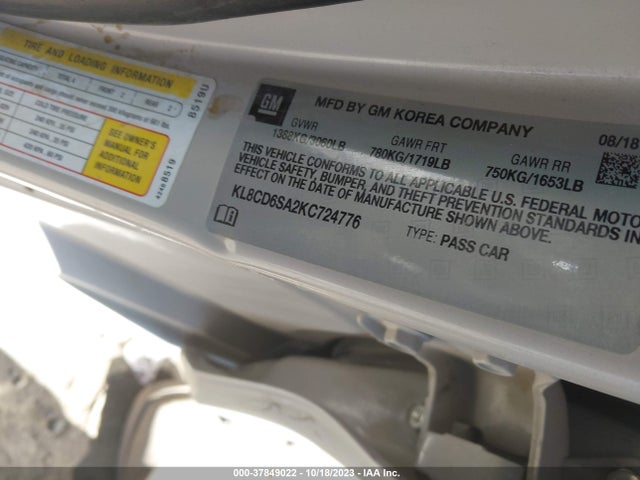 Chevrolet Spark Lt 2019 KL8CD6SA2KC724776 Image 9