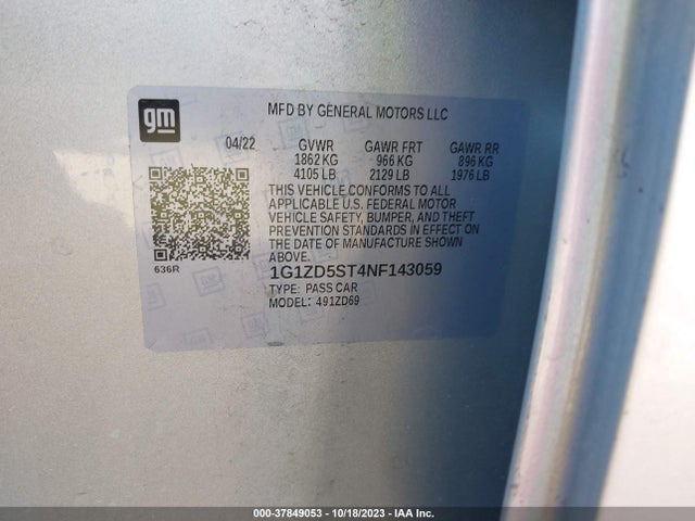 Chevrolet MALIBU LT 2022 1G1ZD5ST4NF143059 Image 9