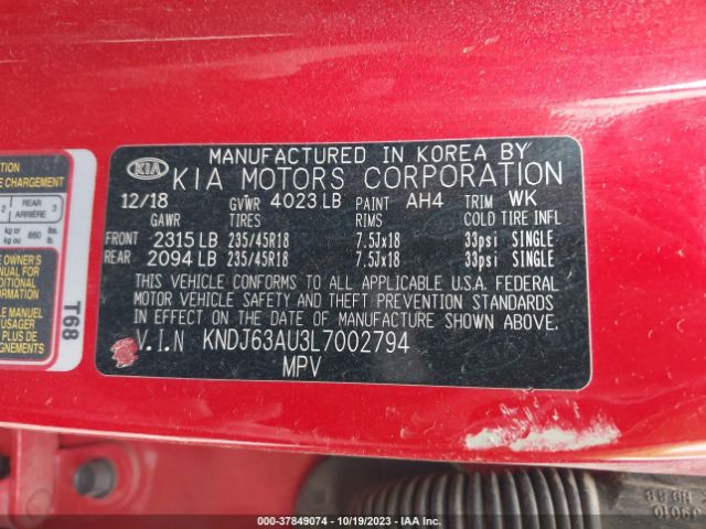 KNDJ63AU3L7002794 KIA Soul Gt-line