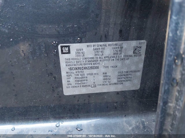 Chevrolet Silverado 1500 2lt 2017 1GCVKREC4HZ260366 Image 9