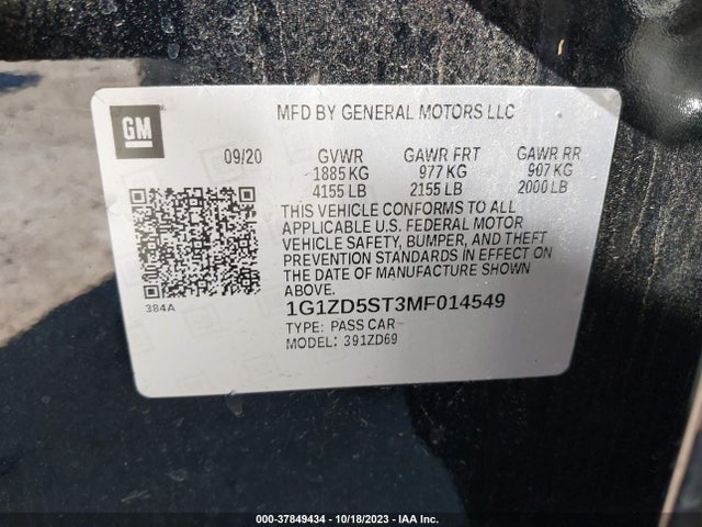 Chevrolet MALIBU LT 2021 1G1ZD5ST3MF014549 Image 9