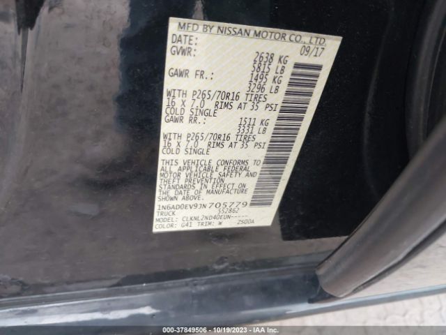 1N6AD0EV9JN705779 Nissan Frontier Sv