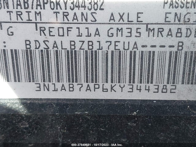 Nissan SENTRA S 2019 3N1AB7AP6KY344382 Image 9