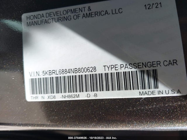 Honda Odyssey Touring 2022 5KBRL6884NB800628 Image 9