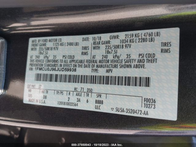 2018 FORD ESCAPE 1FMCU0J96JUD59938 Photo 8