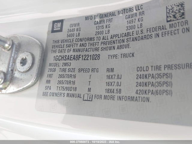 Chevrolet Colorado 2wd Wt 2015 1GCHSAEA8F1221028 Image 9