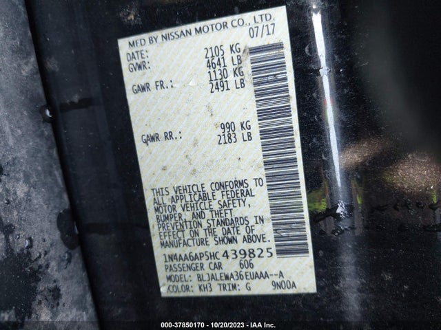 Nissan Maxima 3.5 Sl 2017 1N4AA6AP5HC439825 Image 9