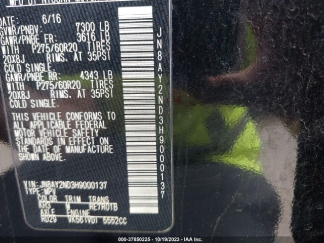 JN8AY2ND3H9000137 Nissan Armada Sl