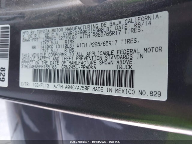 Toyota Tacoma Trd Pro 2015 3TMLU4EN5FM165108 Image 9