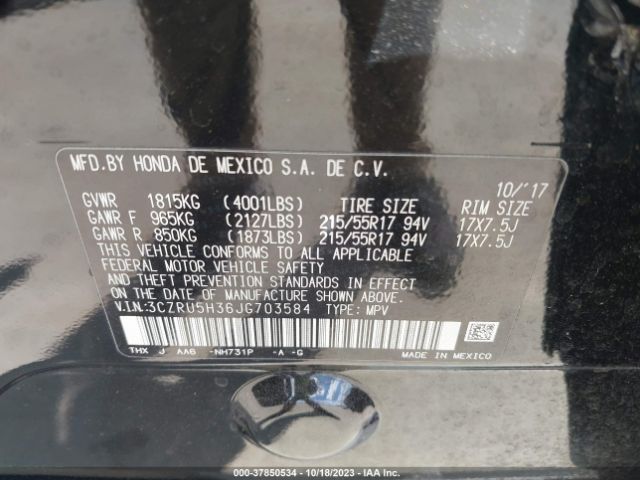 3CZRU5H36JG703584 Honda HR-V LX