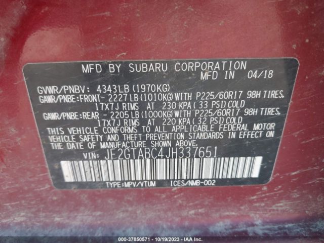 JF2GTABC4JH337651 Subaru Crosstrek Premium